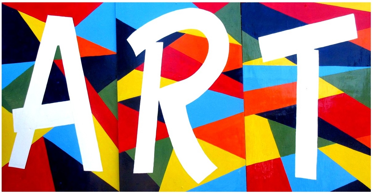 The word ART on a multi-coloured background